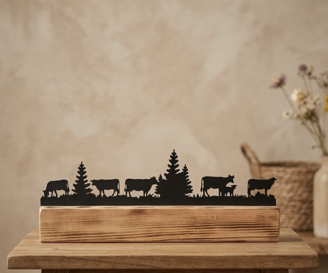 LED Holzbalken Alpzyt – Deko-Objekt mit Alpsilhouette 