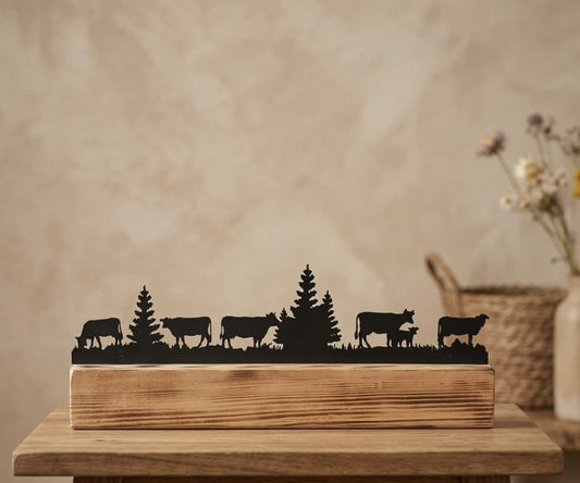 LED Holzbalken Alpzyt – Deko-Objekt mit Alpsilhouette 
