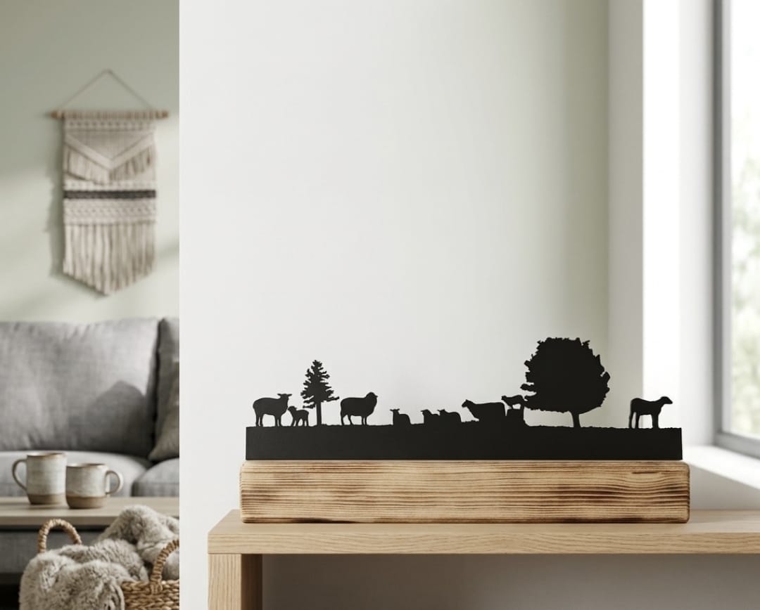 LED Balken mit Schafherdesilhouette – Deko-Objekt 