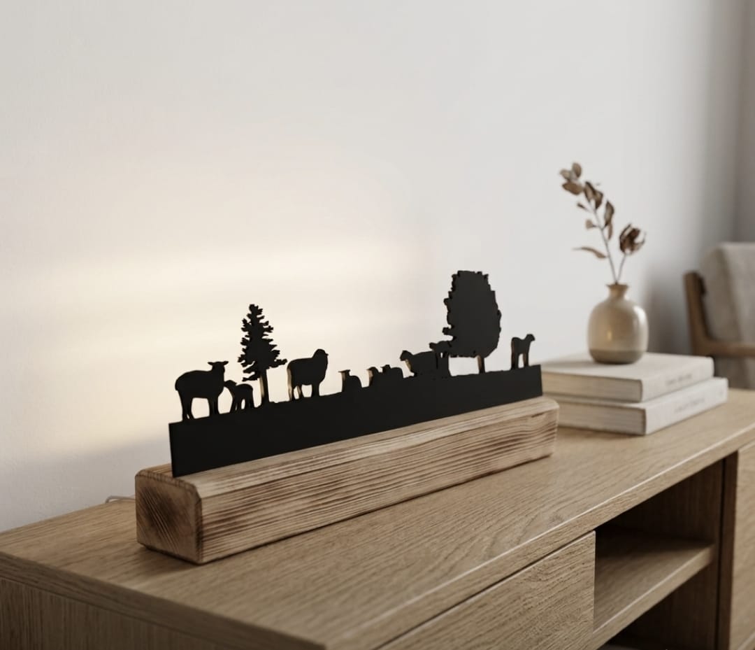 LED Balken Schafe – Deko-Objekt mit Schafherdesilhouette beleuchtet